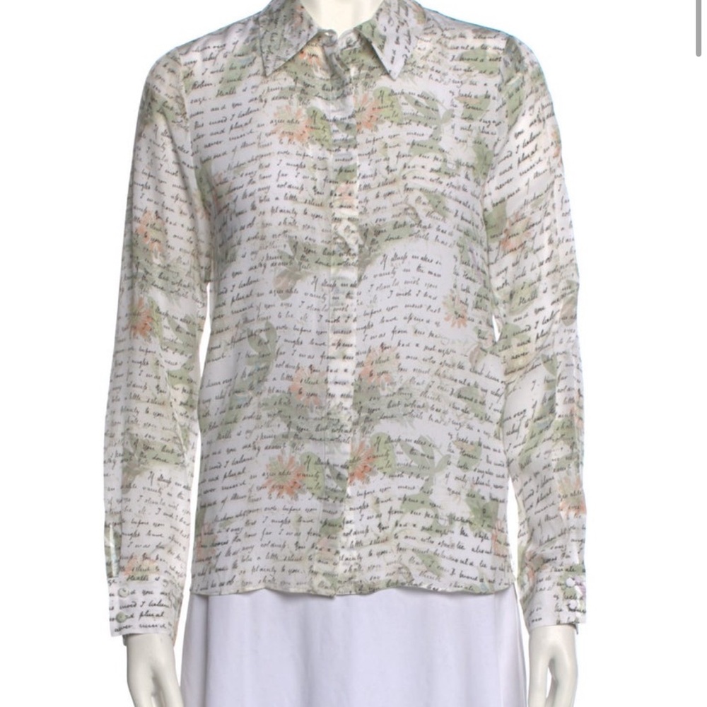 Alice + Olivia Script Silk Blouse